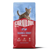 Супер премиум беззърнена суха храна за подрастващи котенца Carnilove ACTIVE Salmon & Turkey с 26 % прясна сьомга и пуешко месо 400гр